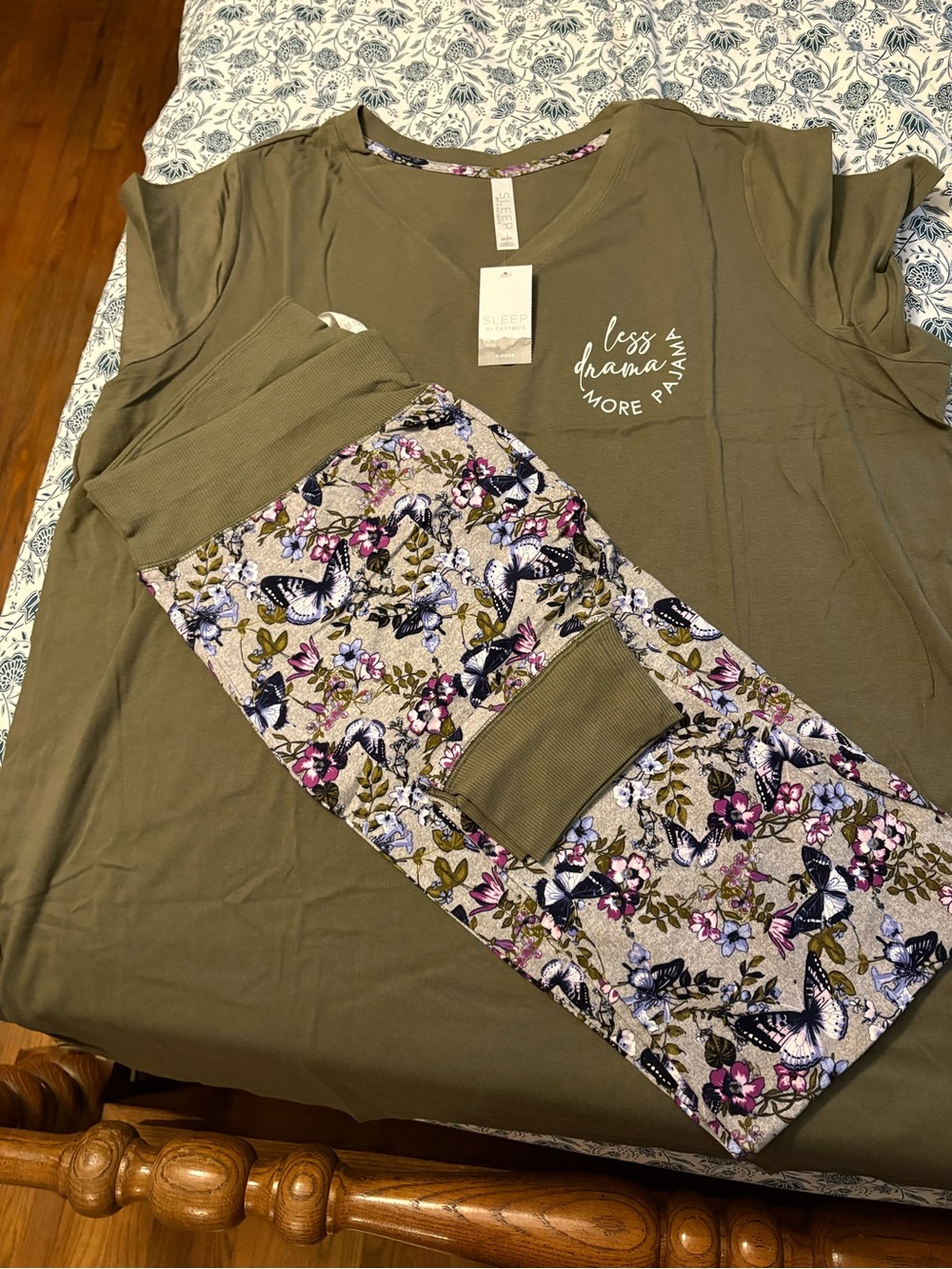 Lane Bryant Olive Green Short-Sleeve Top with Script